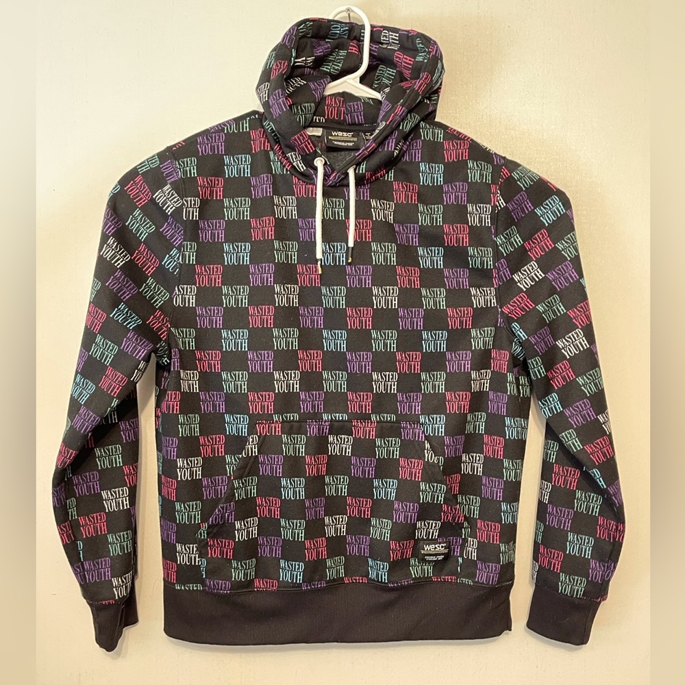 WESC "Waisted Youth"- Multicolor Graphic Hoodie, Mens L or Women’s XL